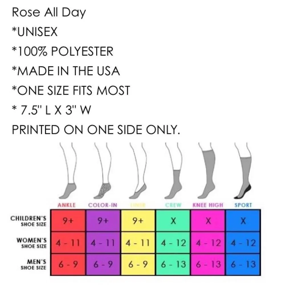 Rose All Day Wine Glass Ankle Socks NWT
